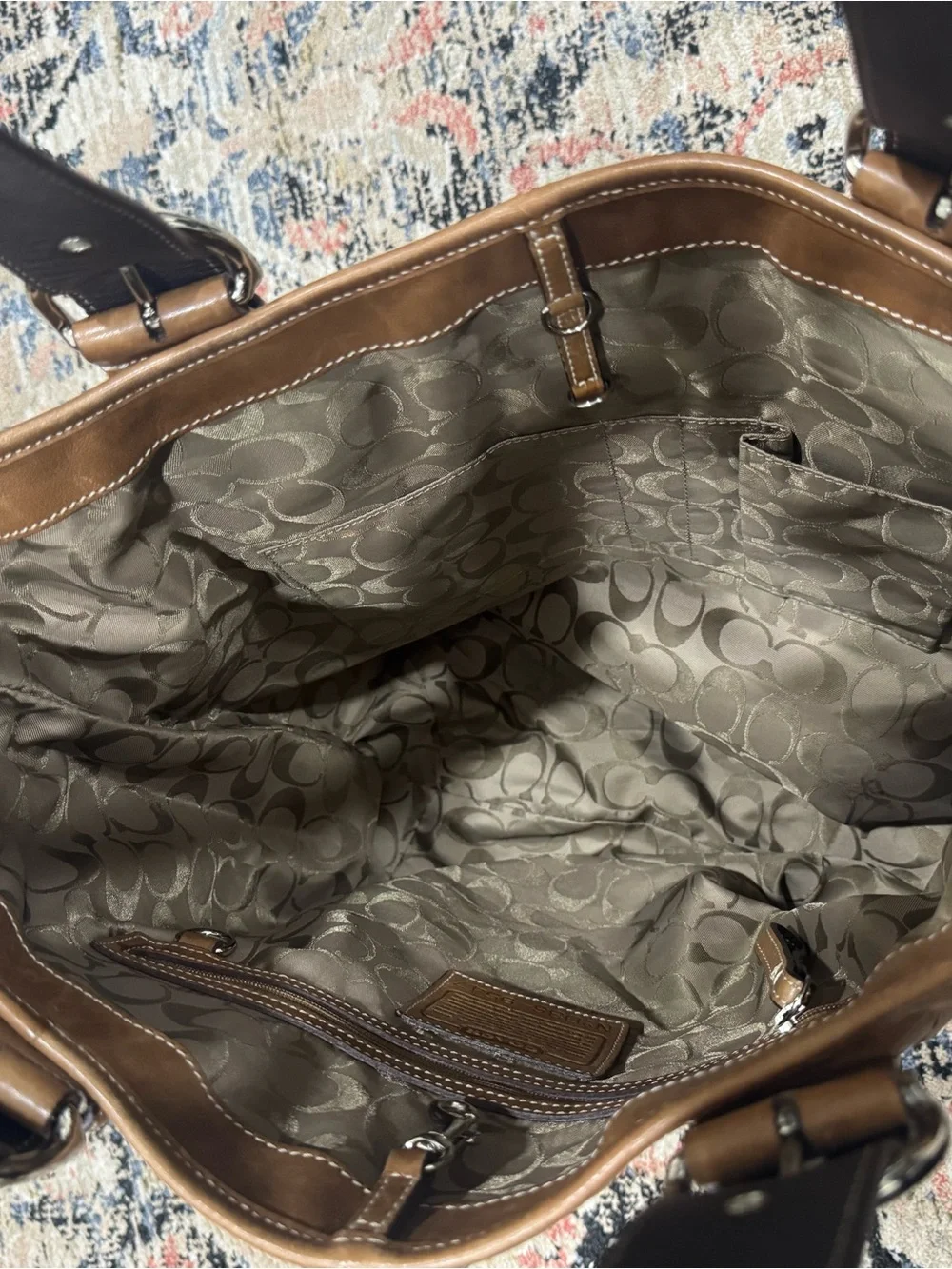Coach 9547 Vintage Large Tan Leather Handbag Shoulder Saddle Hobo Bag carry all